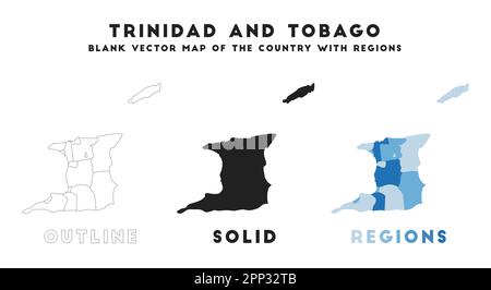 Karte von Trinidad und Tobago. Grenzen von Trinidad und Tobago für Ihre Infografik. Vektorform. Vektordarstellung. Stock Vektor