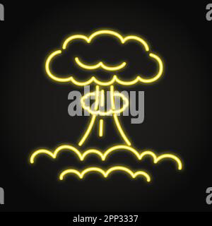 Nukleare Explosion, Neonlinien-Symbol. Atombombensymbol. Pilzwolke, Strahlung. Vektordarstellung Stock Vektor
