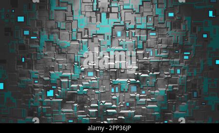 Abstrakter digitaler Neonhintergrund. 3D-Rendering. Stockfoto