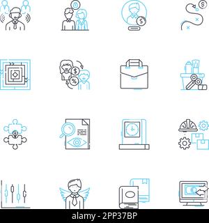 Linearer Symbolsatz für Fahrzeugteile. Motor, Getriebe, Aufhängung, Bremsen, Batterie, Lichtmaschine, Vektor der Kühlerleitung und Konzeptschilder. Kraftstoffpumpe Stock Vektor