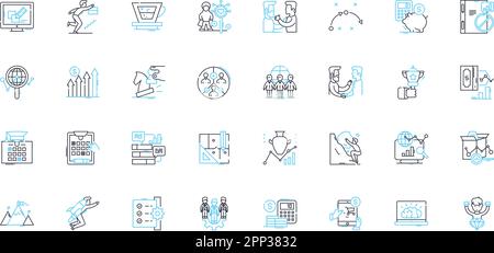 Abbildungen und Diagramme Satz linearer Symbole. Diagramme, Diagramme, Diagramme, Statistiken, Daten, Infografiken, visuelle Linienvektoren und Konzeptzeichen. Darstellungen, Tabellen Stock Vektor