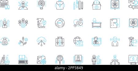 Charity und Humanitarismus, lineare Ikonen gesetzt. Philanthropie, Geben, Einfühlungsvermögen, Mitgefühl, Großzügigkeit, Altruismus, Benevolenzlinienvektor und Konzept Stock Vektor