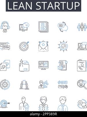 Symbolsammlung für Lean Startup Line. Kryptografie, Sicherheit, Verschlüsselung, Datenschutz, Entschlüsselung, Algorithmen, Tastenvektor und lineare Darstellung Stock Vektor