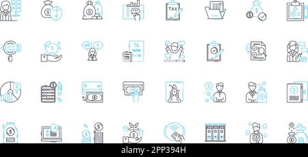 Lineare Symbole für autonome Berechnung festgelegt. Automatisierung, Robotik, Intelligenz, Autarkie, Autarkie, Digitale Revolution, Effizienzlinienvektor Stock Vektor