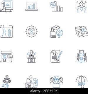 Sammlung von Zeilensymbolen für Informationssicherheit. Verschlüsselung, Firewall, Malware, Passwörter, Authentifizierung, Schwachstelle, Patching-Vektor und linear Stock Vektor