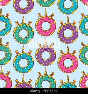 Donuts Einhörner Kawaii Stock Vektor
