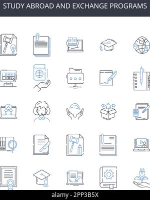 Studieren Sie im Ausland, und tauschen Sie Programme aus. Personalbeschaffung, Auswahl, Platzierung, Onboarding, Orientierung, Training, Development Vector und Stock Vektor