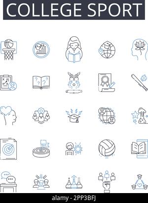 College Sport Line Icons Kollektion. Leichtathletik, Varsity Sports, Intramurals, Intercollegiate Sports, Mannschaftssport, Wettkampfsport, extramural Stock Vektor