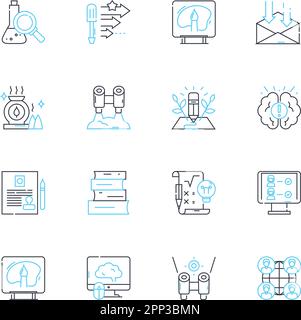 Charity und Humanitarismus, lineare Ikonen gesetzt. Philanthropie, Geben, Einfühlungsvermögen, Mitgefühl, Großzügigkeit, Altruismus, Benevolenzlinienvektor und Konzept Stock Vektor