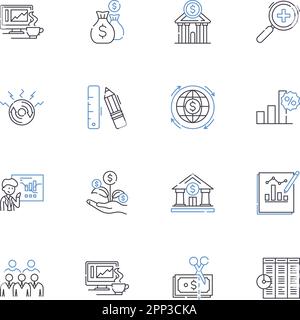 Symbolsammlung für Großkapital-Fondslinien. Blue-Chip, Wachstum, Wert, Stabilität, Qualität, Diversifizierung, Leistungsvektor und lineare Darstellung Stock Vektor