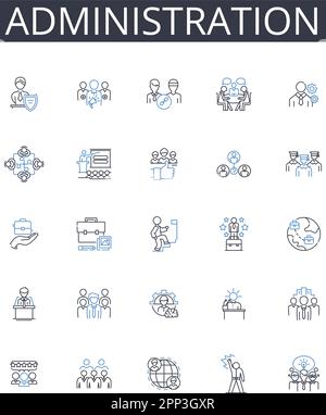 Symbolsammlung für Administrationszeilen. Schaltkreise, Anschlüsse, Leiter, Strom, Spannung, Widerstand, Schaltplanvektor und lineare Darstellung Stock Vektor