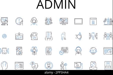 Collection mit Symbolen für Admin-Zeilen. Chef, Vorgesetzter, Manager, Direktor, Leiter, Executive, Head-Honcho-Vektor und lineare Darstellung. Captain, Commander Stock Vektor