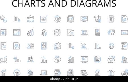 Sammlung von Liniensymbolen für Diagramme und Diagramme. Software, Hardware, Programmierung, Cybersicherheit, Nerking, Datenbanken, Web-Entwicklungsvektor und linear Stock Vektor