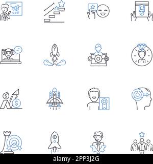 Headship Line Icons Kollektion. Führung, Autorität, Verantwortung, Anleitung, Anweisung, Verantwortlichkeit, Einflussvektor und lineare Darstellung Stock Vektor