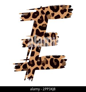 E Leopardendruck Großbuchstabe auf weißem Hintergrund Stock Vektor