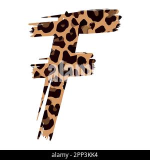 Der Buchstabe F Leoparden druckt einen Großbuchstaben auf weißem Hintergrund Stock Vektor