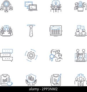 Symbolsammlung für allgemeine Warenpositionen. Kleidung, Lebensmittel, Wohnraum, Wasser, Medizin, Bildung, Transportwesen und lineare Darstellung. Dienstprogramme Stock Vektor