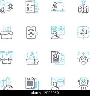 Lineare Symbole für Verbindungsaufwand festgelegt. Zusammenarbeit, Einheit, Partnerschaft, Synergie, Allianz, Begleitung, Kohäsionslinie, Vektor- und Konzeptzeichen. Conjoint Stock Vektor