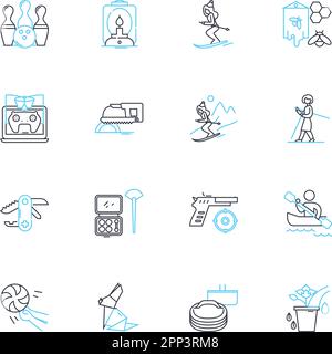 Lineare Symbole für soziale Auswirkungen festgelegt. Aktivismus, Einfühlungsvermögen, Gleichheit, Inklusivität, Philanthropie, Befürwortung, Gemeinschaftslinien-Vektor und Konzeptzeichen Stock Vektor