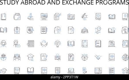 Studieren Sie im Ausland, und tauschen Sie Programme aus. Kreativität , Vorstellungskraft , Inspiration , Visionär , Talent , Meisterwerk, Innovation Stock Vektor