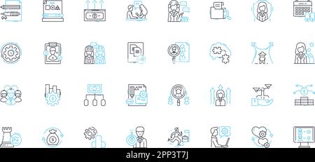 Emotionale Intelligenz, lineare Symbole gesetzt. Einfühlungsvermögen, Verständnis, Mitgefühl, Bewusstsein, Wahrnehmung, Wegweiser, Wegweiser und Konzeptschilder Stock Vektor