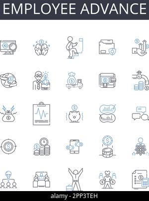 Sammlung der Positionssymbole für Mitarbeiter. Personalentwicklung, Mitarbeiterentwicklung, Personalverbesserung, Teamfortschritt, Mitarbeiterbeförderung, Mitarbeiterschulung Stock Vektor