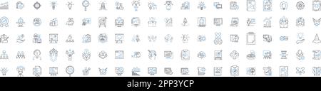 Tactic Line Icons Kollektion. Strategie, Spielplan, Manöver, Plan, Ansatz, Technik, Angriffsvektor und lineare Darstellung. Aktionsplan Stock Vektor