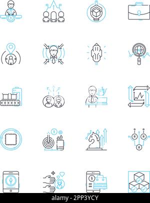 Lineare Symbole für die Kostenverfolgung festgelegt. Budgetierung, Finanzen, Verfolgung, Ausgaben, Meine, Speichern, Analyse Linienvektor und Konzeptzeichen. Buchführung Stock Vektor