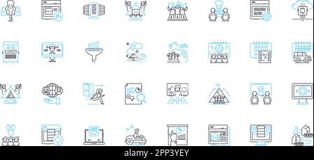 Informationsarchitektur - Lineare Symbolgruppe. Hierarchie, Navigation, Kategorisierung, Taxonomie, Organisation, Struktur, Beschriftungslinienvektor und Konzept Stock Vektor