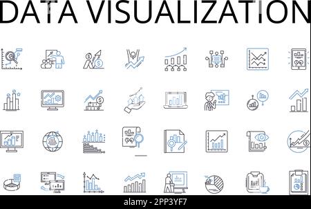 Sammlung der Liniensymbole für die Datenvisualisierung. Informationsanzeige, grafische Darstellung, numerische Darstellung, Datendarstellung, statistische Darstellung Stock Vektor