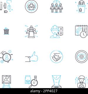 Lineare Symbole für Budgetanalysten. Prognosen, Budgetierung, Finanzen, Analyse, Excel, Mathematik, Planungslinienvektor und Konzeptzeichen Stock Vektor