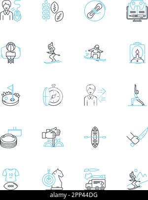 Lineare Symbole für soziale Auswirkungen festgelegt. Aktivismus, Einfühlungsvermögen, Gleichheit, Inklusivität, Philanthropie, Befürwortung, Gemeinschaftslinien-Vektor und Konzeptzeichen Stock Vektor