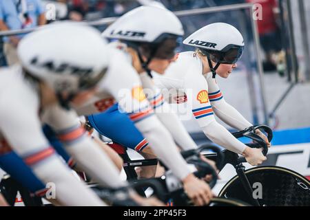 Ontario, Kanada. 21. April 2023. Foto von Alex Whitehead/SWpix.com - 21/04/2023 - Radfahren - Tissot UCI Track Nations Cup, Runde 3: Milton - Mattamy National Cycling Centre, Ontario, Kanada - Qualifizierung der Frauenmannschaft Sprint - Britisches Milly Tanner Credit: SWpix/Alamy Live News Stockfoto