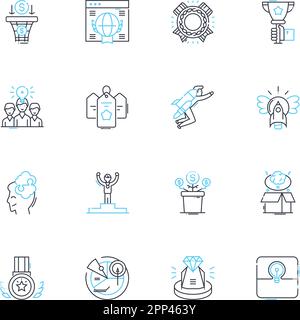 Anweisungssatz für lineare Symbole. Beratung, Bildung, Lehren, Coaching, Beraten, Mentoring, Weglinienvektor und Konzeptzeichen. Vorführung Stock Vektor