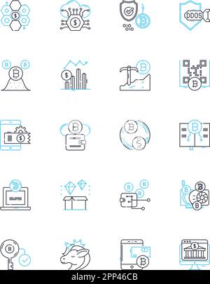 Lineare Symbole für die digitale Realität. Immersion, Haptic, Simulation, Cyber, Virtual, Augmented, Interface Line Vector und Concept Signs. Avatar, Projektion Stock Vektor