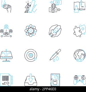 Business Enterprise - Lineare Symbolgruppe. Innovation, Marketing, Strategie, Wachstum, Effizienz, Rentabilität, Vektor- und Konzeptschilder für Branding-Linien Stock Vektor