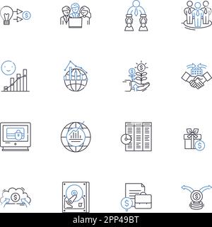 Symbolsammlung für Wettbewerbsanalysen. Wettbewerb, Markt, Strategie, Benchmarking, Vergleiche, Analyse, SWOT-Vektor und lineare Darstellung Stock Vektor