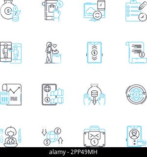 Linearer Symbolsatz für die Automobilindustrie. Auto, Fahrzeug, Automobil, Design, Technik, Fertigung, Vektor- und Konzeptschilder für Sicherheitslinien. Leistung Stock Vektor