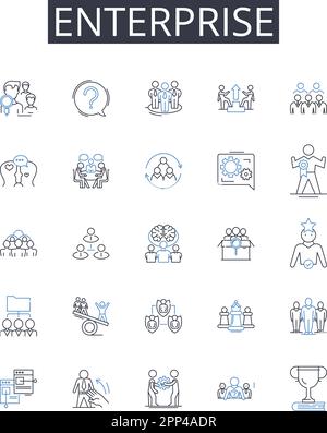 Enterprise Line Icons-Sammlung. Unternehmen, Unternehmen, Unternehmen, Unternehmen, Unternehmen, Einrichtung, Anstaltsvektor und lineare Darstellung Stock Vektor