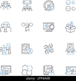 Sammlung der Liniensymbole für die technische Überwachung. Überwachung, Überwachung, Kontrolle, Verwaltung, Inspektion, Führungsqualitäten, Governance-Vektor und linear Stock Vektor