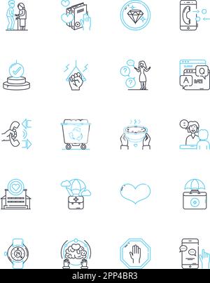 Lineare Symbole für Zeitmanagement festgelegt. Effizienz, Priorisierung, Organisation, Planung, Produktivität, Deadlines, Fokuslinienvektor und Konzeptzeichen Stock Vektor