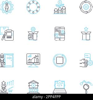 Lineare Symbole für die Kostenverfolgung festgelegt. Budgetierung, Finanzen, Verfolgung, Ausgaben, Meine, Speichern, Analyse Linienvektor und Konzeptzeichen. Buchführung Stock Vektor