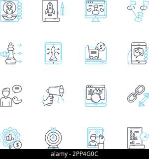 Regionale lineare Symbole für Unternehmen. Lokal, Gemeinde, Regional, Nähe, Nachbarschaft, Bereichsspezifische, selbstgefertigte Linienvektor- und Konzeptzeichen Stock Vektor