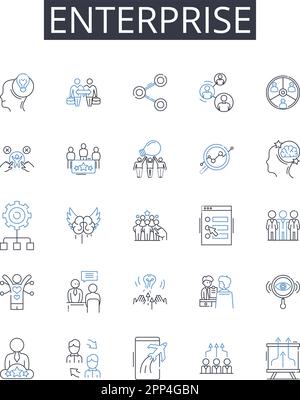 Enterprise Line Icons-Sammlung. Unternehmen, Unternehmen, Unternehmen, Unternehmen, Unternehmen, Einrichtung, Anstaltsvektor und lineare Darstellung Stock Vektor