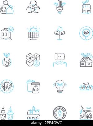 Konservierungsintelligenz - Lineare Symbole gesetzt. Nachhaltigkeit, Umwelt, Ökologie, Bewahrung, Verantwortung, Konservierung, Schutzlinienvektor Stock Vektor