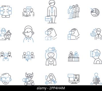 Icons-Sammlung für Lehrinhalte. Lernen, Wissen, Wachstum, Weisheit, Stipendium, Forschung, Studienvektor und lineare Darstellung Stock Vektor