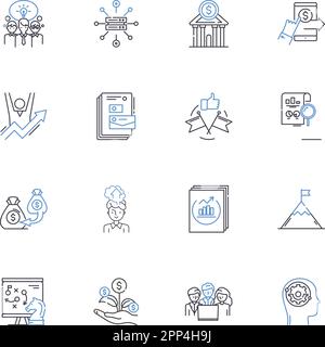 Symbolsammlung für Leistungsbewertungslinien. Bewertung, Feedback, Prüfung, Einstufung, Scorecard, Beurteilung, Prüfungsvektor und lineare Darstellung Stock Vektor