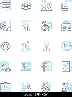 Lineare Symbole für Coaching festgelegt. Mentoring, Anleitung, Empowerment, Entwicklung, Transformation, Leadership, Insight Line Vector und Concept Signs Stock Vektor