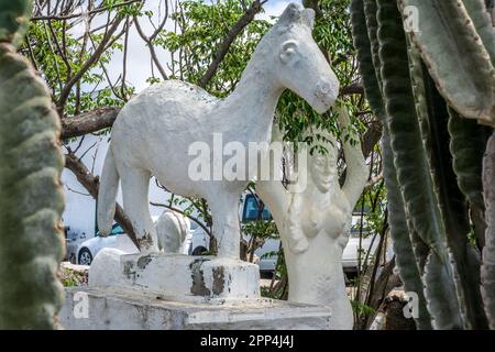 Freiluftstatuen im Museo Mara Mao, Teguise, Lanzarote, Kanarische Inseln, Spanien Stockfoto