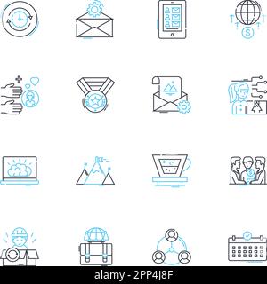 Lineare Symbole für Financial Analysis festgelegt. Rentabilität, Liquidität, Solvabilität, Effizienz, Wachstum, Umsatz, Cashflow-Linien-Vektor und Konzeptzeichen. Risiko Stock Vektor